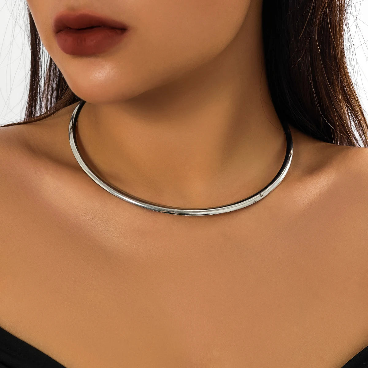 Elegant Simple Chunky Circle Torques Necklace for Women Trendy Choker Collar 2023 Fashion Jewelry on the Neck Accessories Female