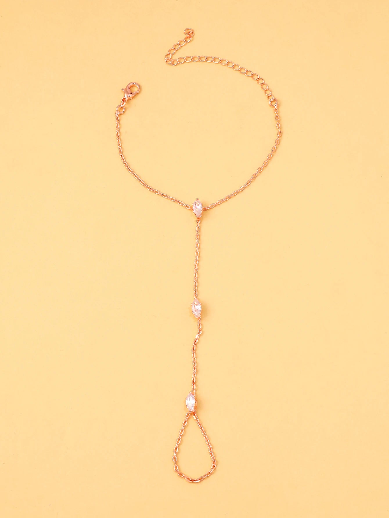 2025 Party Bohemia Rhombus Crystal Bracelet Hand Jewelry for Women Simple Thin Chain Finger Bracelet Jewelry Accessories Gift