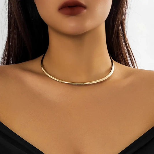 Elegant Simple Chunky Circle Torques Necklace for Women Trendy Choker Collar 2023 Fashion Jewelry on the Neck Accessories Female